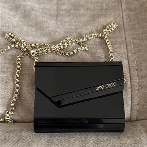 Jimmy Choo Black Clutch with Gold Chain